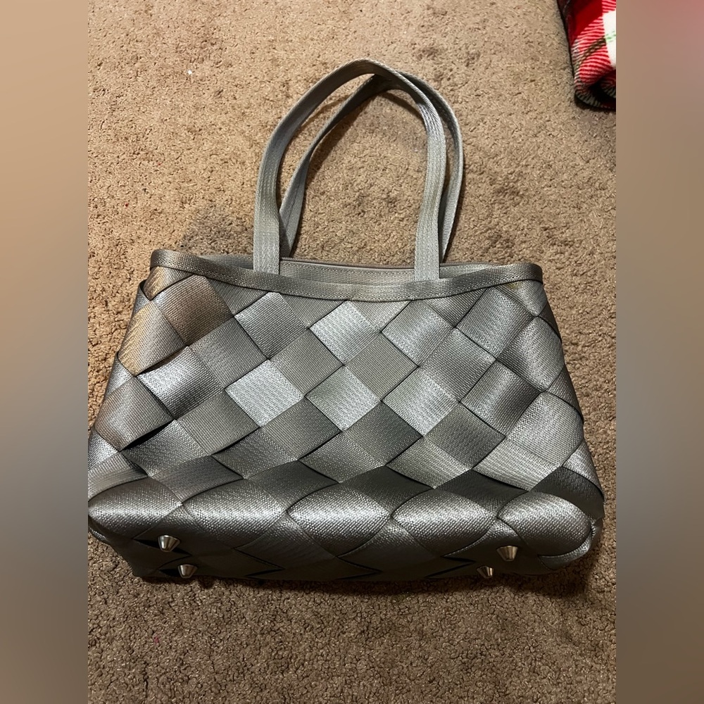Chic Gray Woven Tote Bag